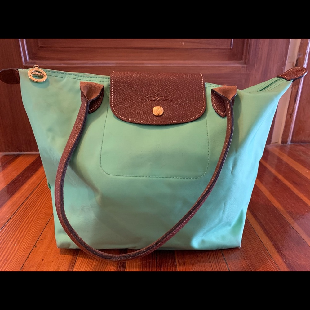 Bright green long champ bag